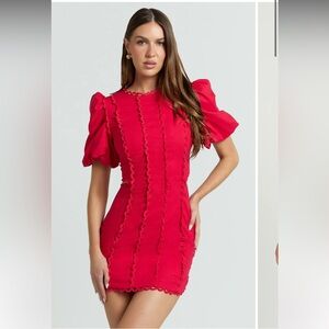SHOWPO LAILA MINI LINEN BLEND RED DRESS US 6